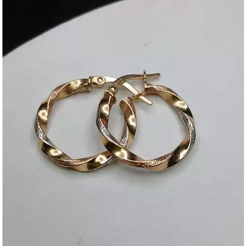 14K Tri-Color Gold Twist Hoop Earrings – 3/4