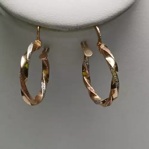 14K Tri-Color Gold Twist Hoop Earrings – 3/4