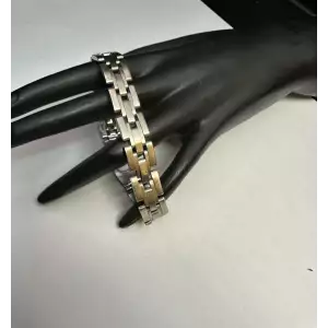 14K Unique White Gold Mens Solid Gold Bracelet 12mm 8in B3-2D (2)