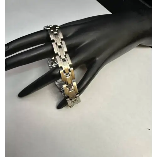 14K Unique White Gold Mens Solid Gold Bracelet 12mm 8in B3-2D (2)