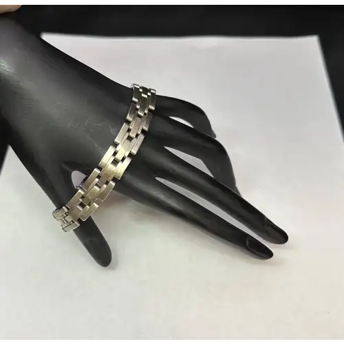 14K Unique White Gold Mens Solid Gold Bracelet 12mm 8in B3-2D (3)