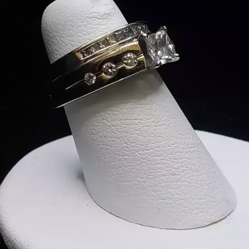 14K White Gold 2 Ring Set Princess Diamond Bridal Ring  .95tcw Sz.4.75 S10BO15-1 (2)