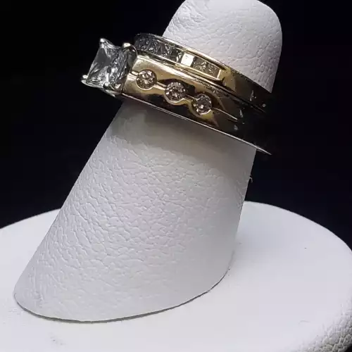 14K White Gold 2 Ring Set Princess Diamond Bridal Ring  .95tcw Sz.4.75 S10BO15-1 (3)