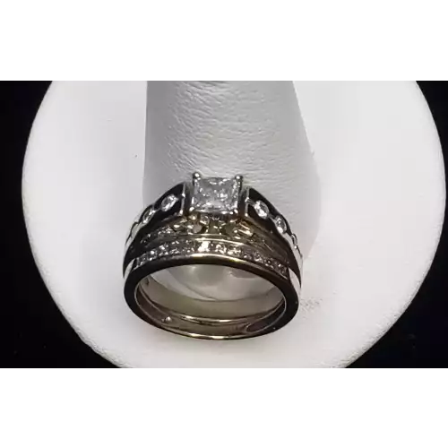 14K White Gold 2 Ring Set Princess Diamond Bridal Ring  .95tcw Sz.4.75 S10BO15-1 (4)