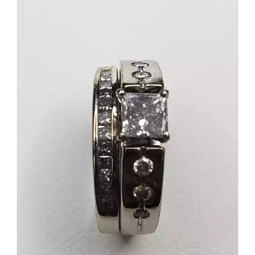 14K White Gold 2 Ring Set Princess Diamond Bridal Ring  .95tcw Sz.4.75 S10BO15-1 (5)