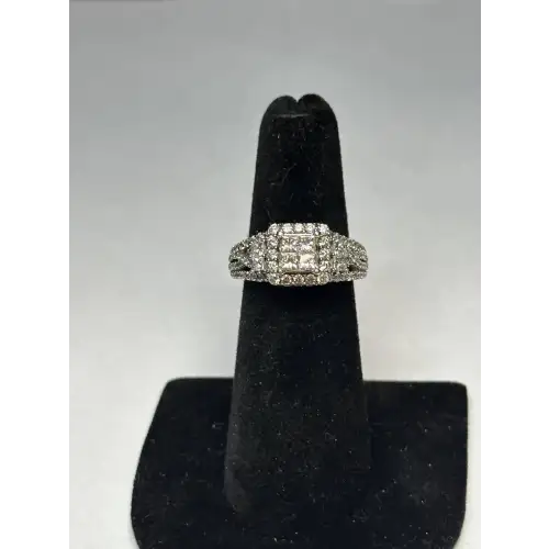 14K White Gold Diamond Cluster Ring - B6-1D (4)