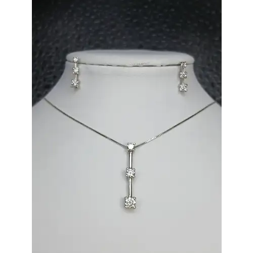 14K White Gold Diamond Pendant & Earring Set B4-9