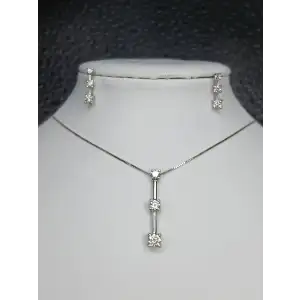 14K White Gold Diamond Pendant & Earring Set B4-9