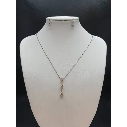 14K White Gold Diamond Pendant & Earring Set B4-9 (4)