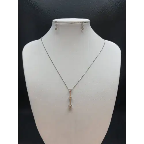 14K White Gold Diamond Pendant & Earring Set B4-9 (4)