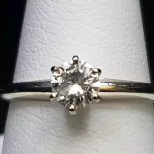 14K White Gold Engagement NATURAL Round Diamond Solitaire Ring .44Ct Sz-6 S10BO14-8