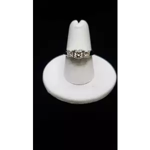14K White Gold Engagement Princess Cut 3 Diamond Ring 1.30TCW Sz-6.75 S10BO14-7