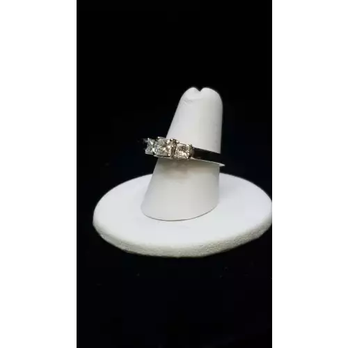 14K White Gold Engagement Princess Cut 3 Diamond Ring 1.30TCW Sz-6.75 S10BO14-7 (2)
