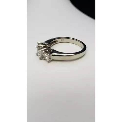 14K White Gold Engagement Princess Cut 3 Diamond Ring 1.30TCW Sz-6.75 S10BO14-7 (5)