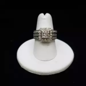 14K White Gold Ladies 2 pcs Diamond Wedding Ring Set 2.10tcw Sz- 6.75 S10BO14-6