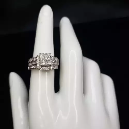 14K White Gold Ladies 2 pcs Diamond Wedding Ring Set 2.10tcw Sz- 6.75 S10BO14-6 (2)