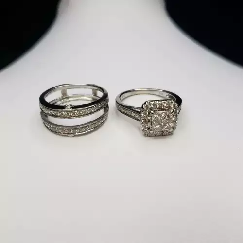 14K White Gold Ladies 2 pcs Diamond Wedding Ring Set 2.10tcw Sz- 6.75 S10BO14-6 (4)
