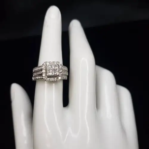 14K White Gold Ladies 2 pcs Diamond Wedding Ring Set 2.10tcw Sz- 6.75 S10BO14-6 (2)