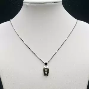 14K White Gold Ladies Necklace with 3 Stone Diamond Pendant - 20