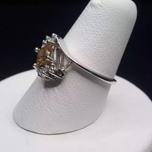 14K White Gold NATURAL Champagne Diamond Solitaire Ring .80TCW Sz-6.5 S10BO15-5 (2)