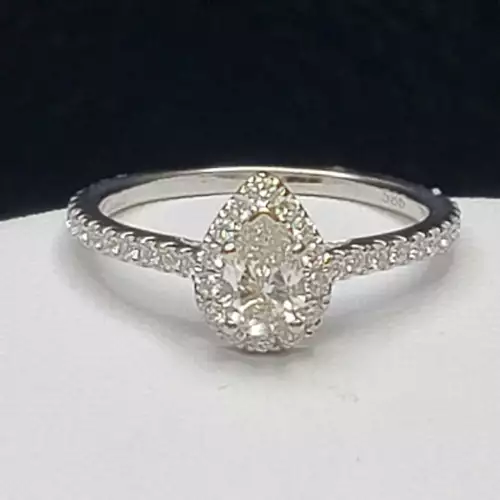 14K White Gold Pear Shape Diamond Engagement Ring, Size 6, 0.50ct Center Stone B15-2 (2)