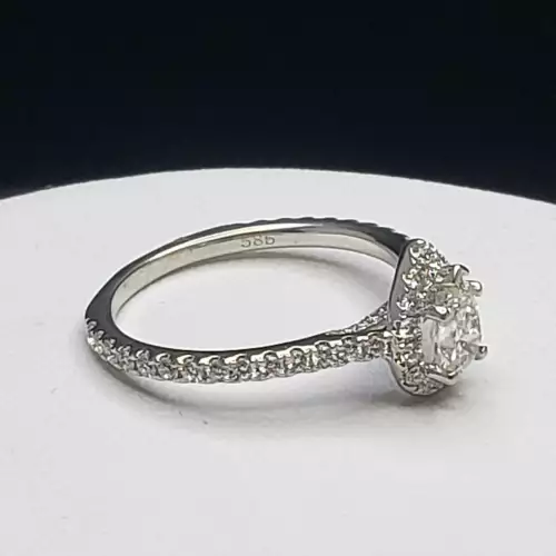 14K White Gold Pear Shape Diamond Engagement Ring, Size 6, 0.50ct Center Stone B15-2