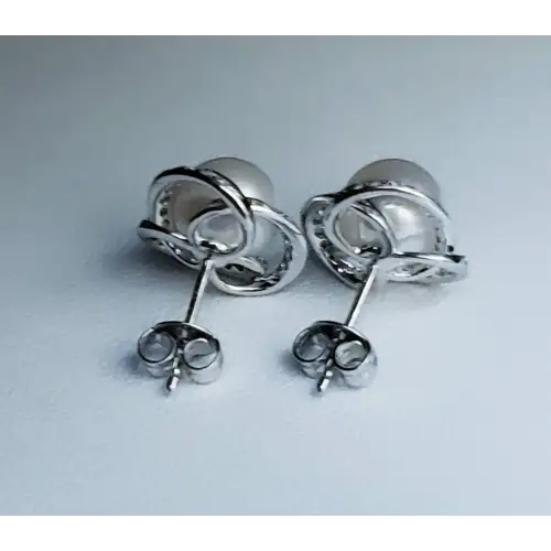 14K White Gold Pearl Earrings with Melee Diamonds B1-5 (3)