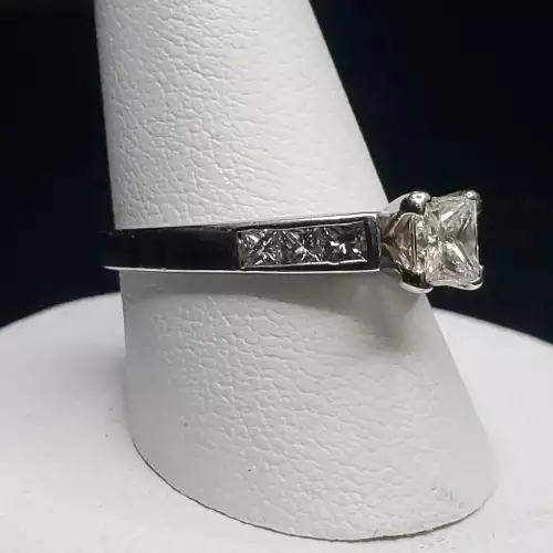 14K White Gold Princess Diamond Engagement Solitaire Wedding Ring Sz-7.5 S10BO14-9