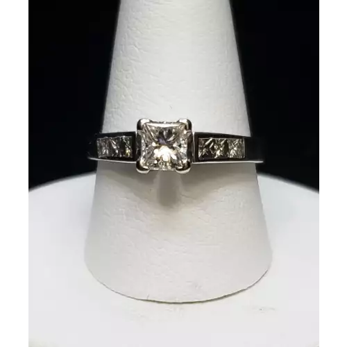 14K White Gold Princess Diamond Engagement Solitaire Wedding Ring Sz-7.5 S10BO14-9