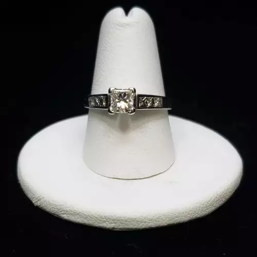 14K White Gold Princess Diamond Engagement Solitaire Wedding Ring Sz-7.5 S10BO14-9