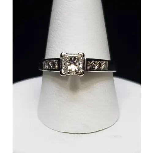 14K White Gold Princess Diamond Engagement Solitaire Wedding Ring Sz-7.5 S10BO14-9