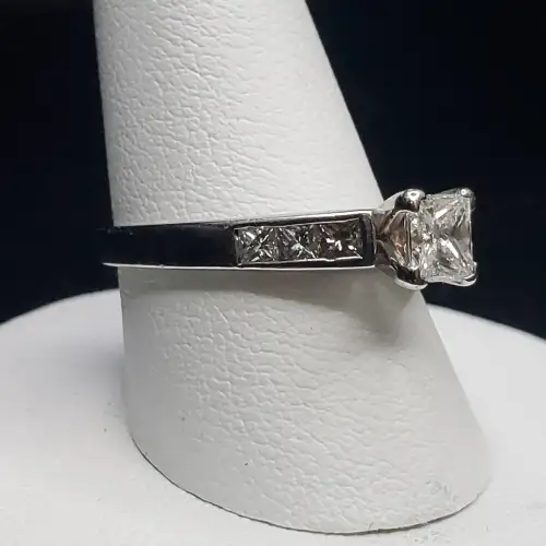 14K White Gold Princess Diamond Engagement Solitaire Wedding Ring Sz-7.5 S10BO14-9