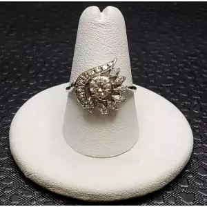 14K White Gold Vintage Round Diamond Ring Size 7.5 B3-2 (5)