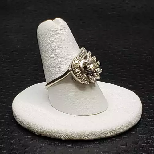 14K White Gold Vintage Round Diamond Ring Size 7.5 B3-2 (3)