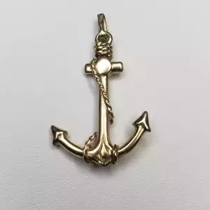 14K Yellow Gold Anchor Charm Pendant - Nautical Design, 5.7g B8-7