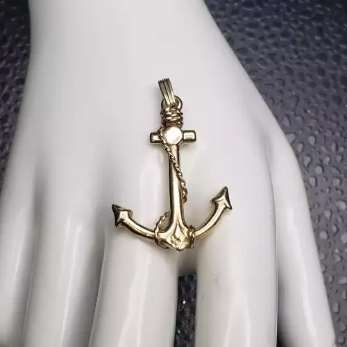 14K Yellow Gold Anchor Charm Pendant - Nautical Design, 5.7g B8-7 (4)