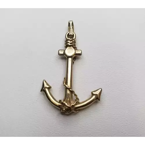 14K Yellow Gold Anchor Charm Pendant - Nautical Design, 5.7g B8-7 (2)