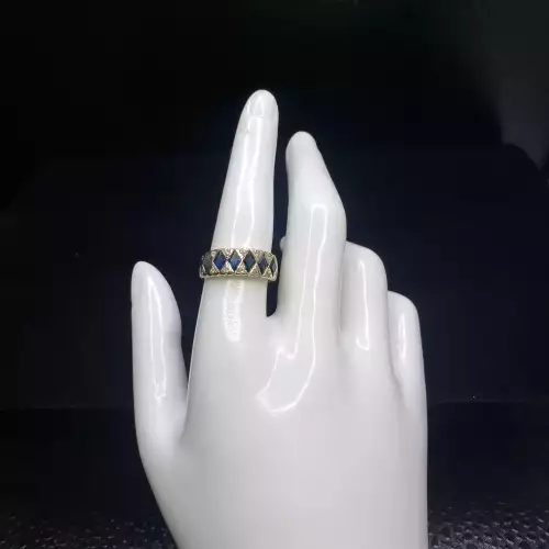 14K Yellow Gold Contemporary Blue Sapphire Diamond Ring Sz-6.75 S10BO15-6 (2)
