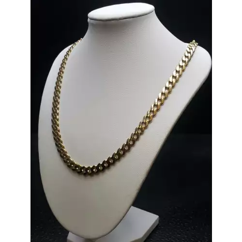 14k Yellow Gold Cuban Link Necklace w/ Melee Diamond Clasp, 22in, 7mm B2-1 (4)