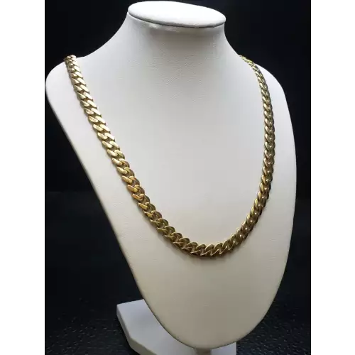 14k Yellow Gold Cuban Link Necklace w/ Melee Diamond Clasp, 22in, 7mm B2-1 (3)