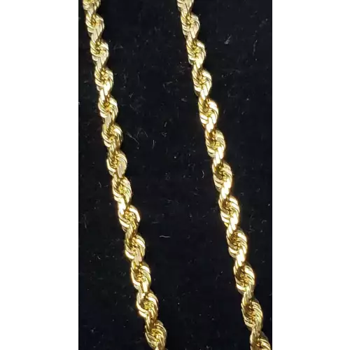 14K Yellow Gold Diamond Cut Rope Bracelet - 7