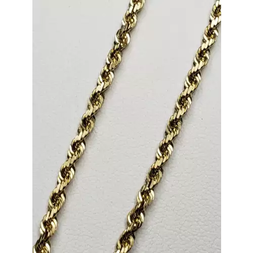 14K Yellow Gold Diamond Cut Rope Bracelet - 7