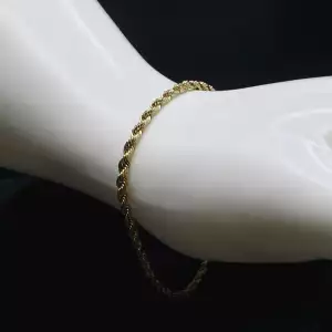 14K Yellow Gold Diamond Cut Rope Bracelet - 7