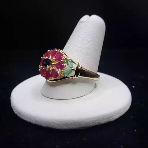 14K Yellow Gold Estate Fashion Cluster Cocktail Mothers Ring Sz-10.5 S10BO16-3 (3)