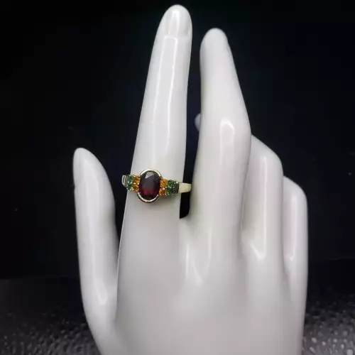 14K Yellow Gold Estate Fashion Multicolored Mothers Ring Sz-7.75 S10BO16-8 (2)