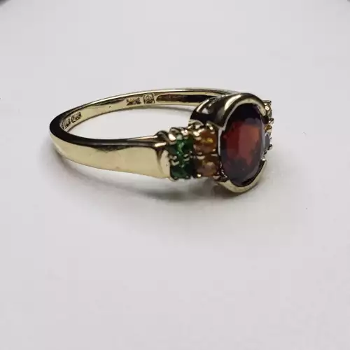 14K Yellow Gold Estate Fashion Multicolored Mothers Ring Sz-7.75 S10BO16-8 (5)