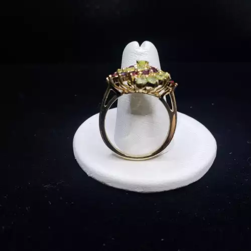 14K Yellow Gold Estate Spiral Cluster Cocktail Mothers Ring Sz-9.75 S10BO16-4