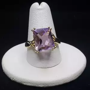 14K Yellow Gold Fancy Cut Lavender Amethyst Fashion Ring Sz-9 S10BO17-1