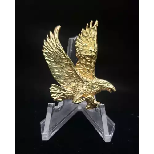 14K Yellow Gold Flying Bald Eagle Pendant 1.5x1.0in S10BO12-3