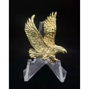14K Yellow Gold Flying Bald Eagle Pendant 1.5x1.0in S10BO12-3